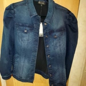DG2 Diane Gilman PUFF SHOULDER JEAN JACKET